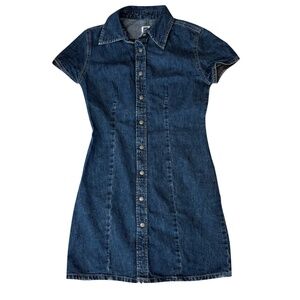 Gap blue denim front button snapped dress size 2